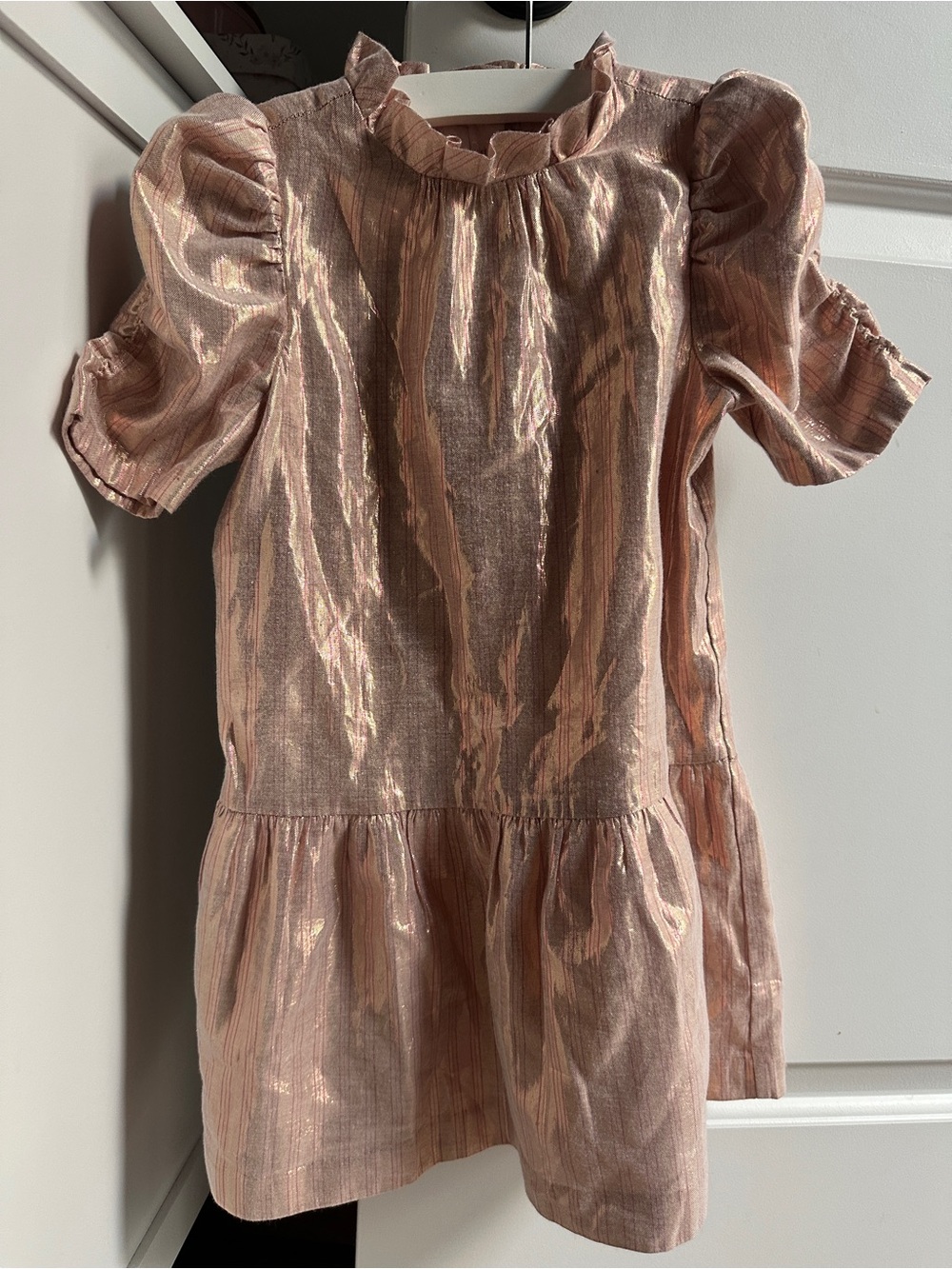 Janie and Jack Shimmery Pink Puff-Sleeve Dress Girls Sz 5